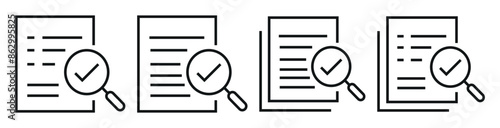 Set of Audit icons. Audit document line icons set. Inspecting symbol. Review document icon vector illustration isolated editable.