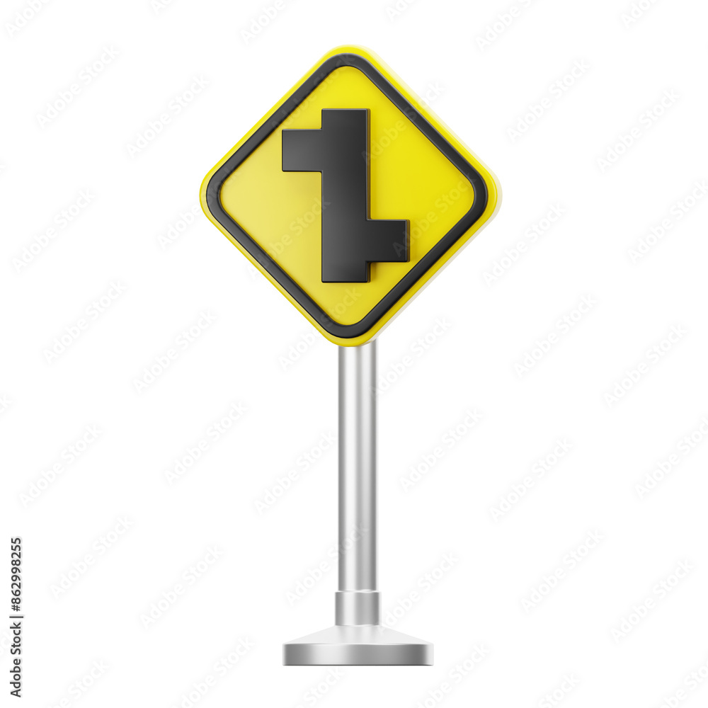 3D illustration of Offset Road Junction Left and Right Sign 3D illustration of Offset Road Junction Left and Right Sign