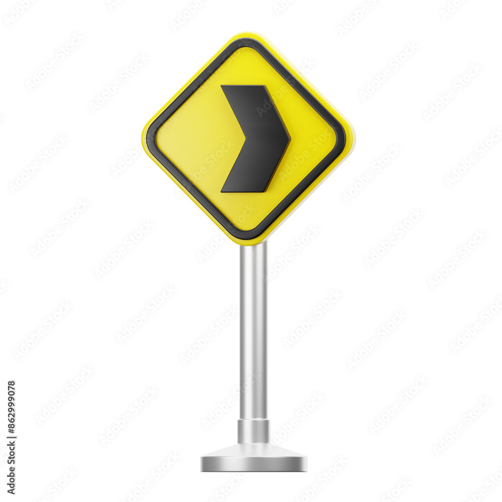 3D illustration of Hazard Right sign 3D illustration of Hazard Right sign