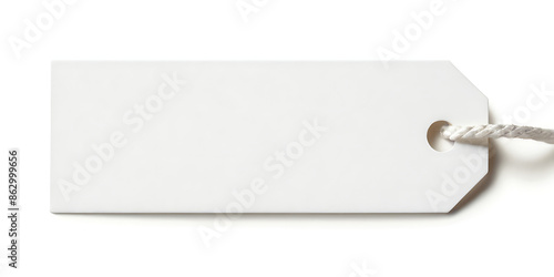 Blank white paper tag with string, ideal for adding a personalized message to gifts or products.