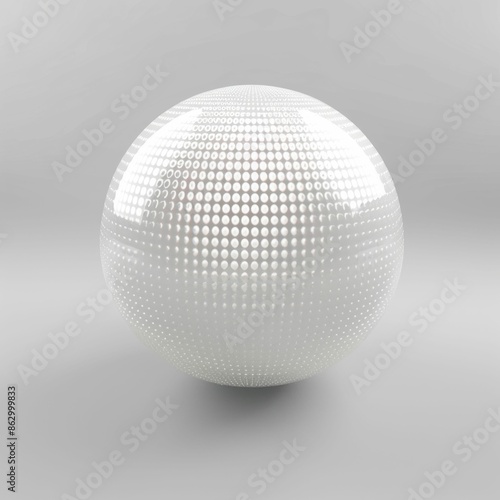 Digital White 3D Ball on Reflective Surface. Generative ai