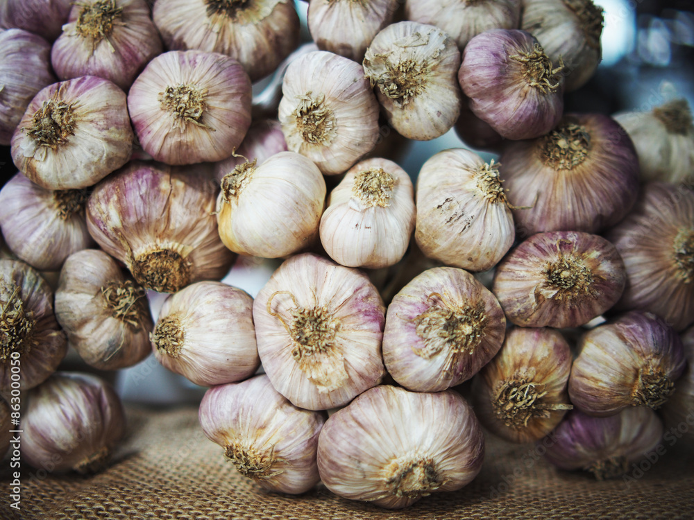 fresh garlic bundle and cooking in kitchen texture fresh garlic bundle and cooking in kitchen texture