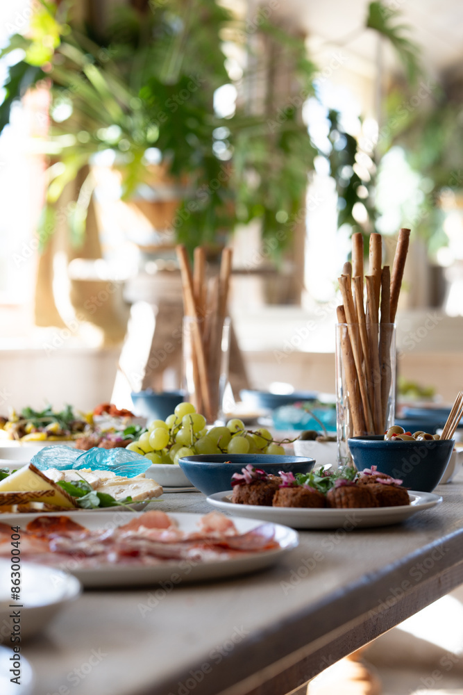 Fototapeta premium Healthy food in a restaurant, European cuisine buffet