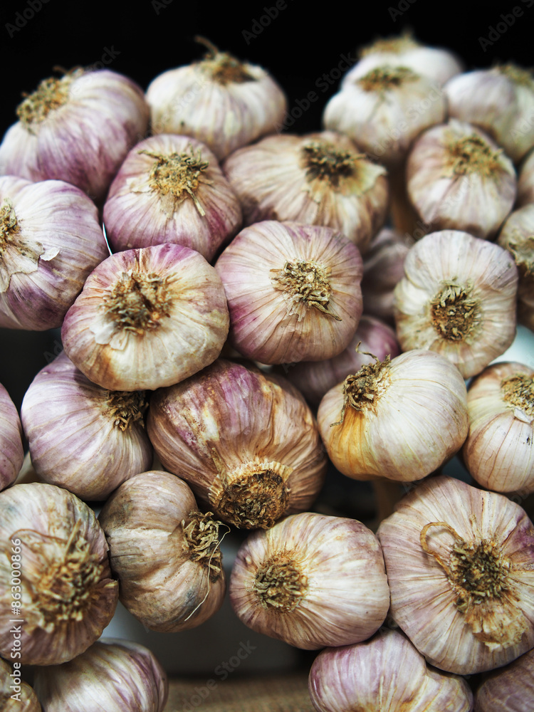 fresh garlic bundle and cooking in kitchen texture fresh garlic bundle and cooking in kitchen texture