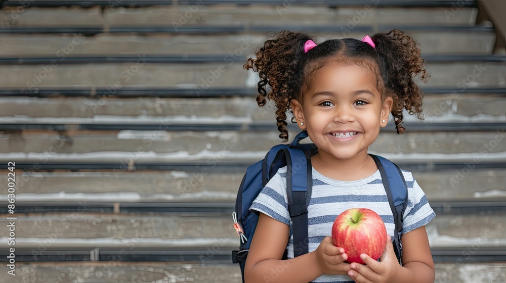 Fototapeta premium A Bright Smile On The Way To School