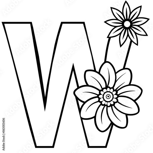 Floral alphabet letter vector illustration