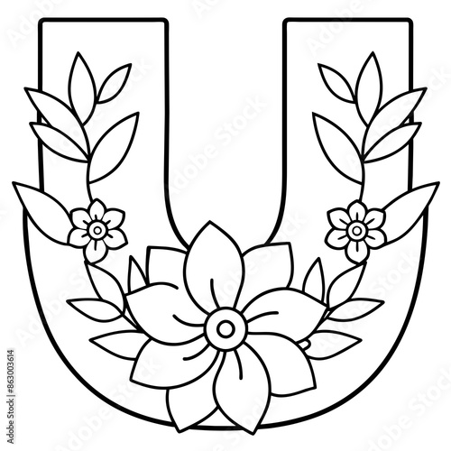 Floral alphabet letter vector illustration