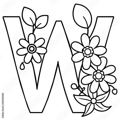 Floral alphabet letter vector illustration