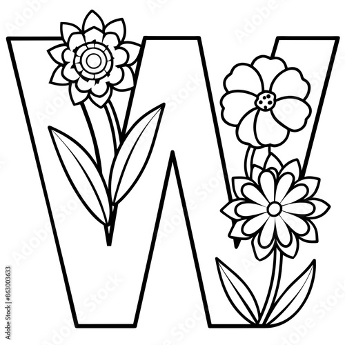 Floral alphabet letter vector illustration