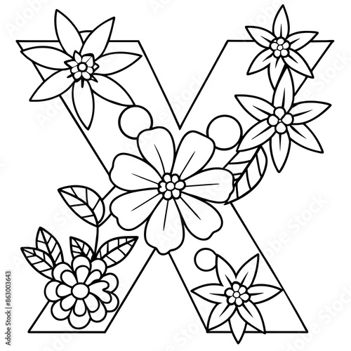 Floral alphabet letter vector illustration