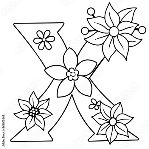 Floral alphabet letter vector illustration