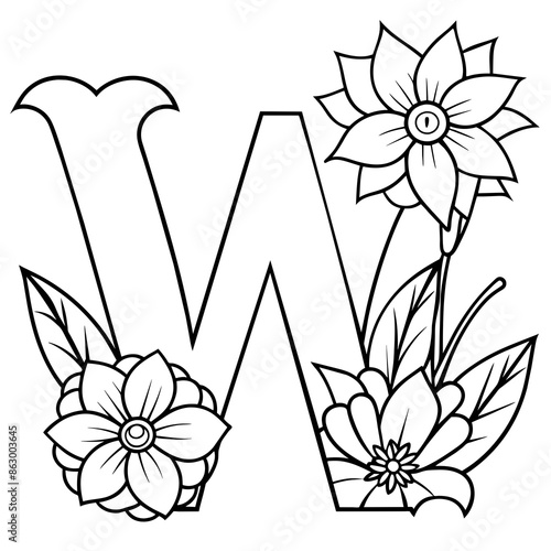 Floral alphabet letter vector illustration