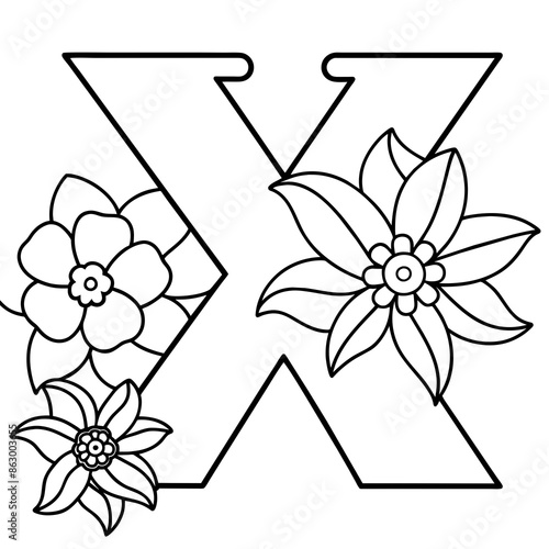 Floral alphabet letter vector illustration