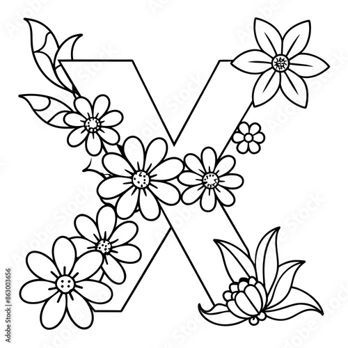 Floral alphabet letter vector illustration