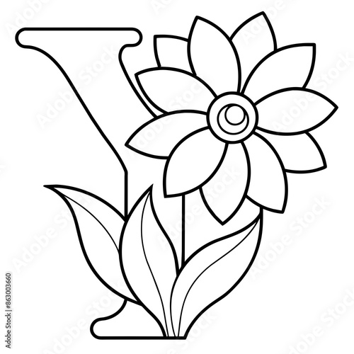 Floral alphabet letter vector illustration