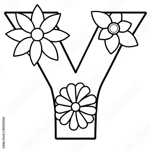 Floral alphabet letter vector illustration