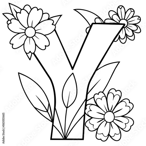 Floral alphabet letter vector illustration