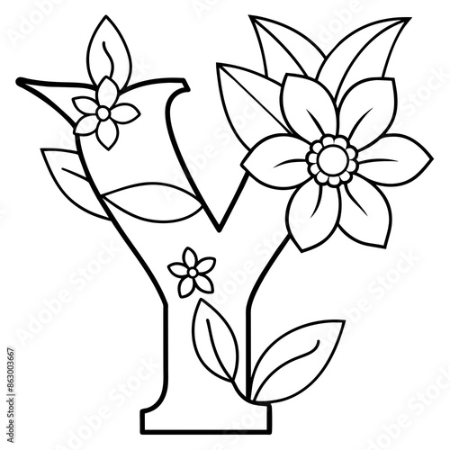 Floral alphabet letter vector illustration