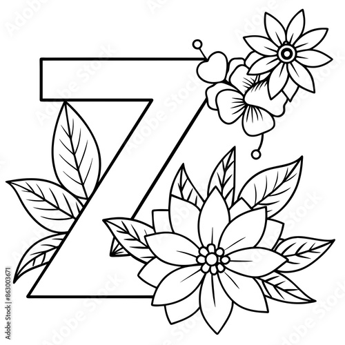 Floral alphabet letter vector illustration