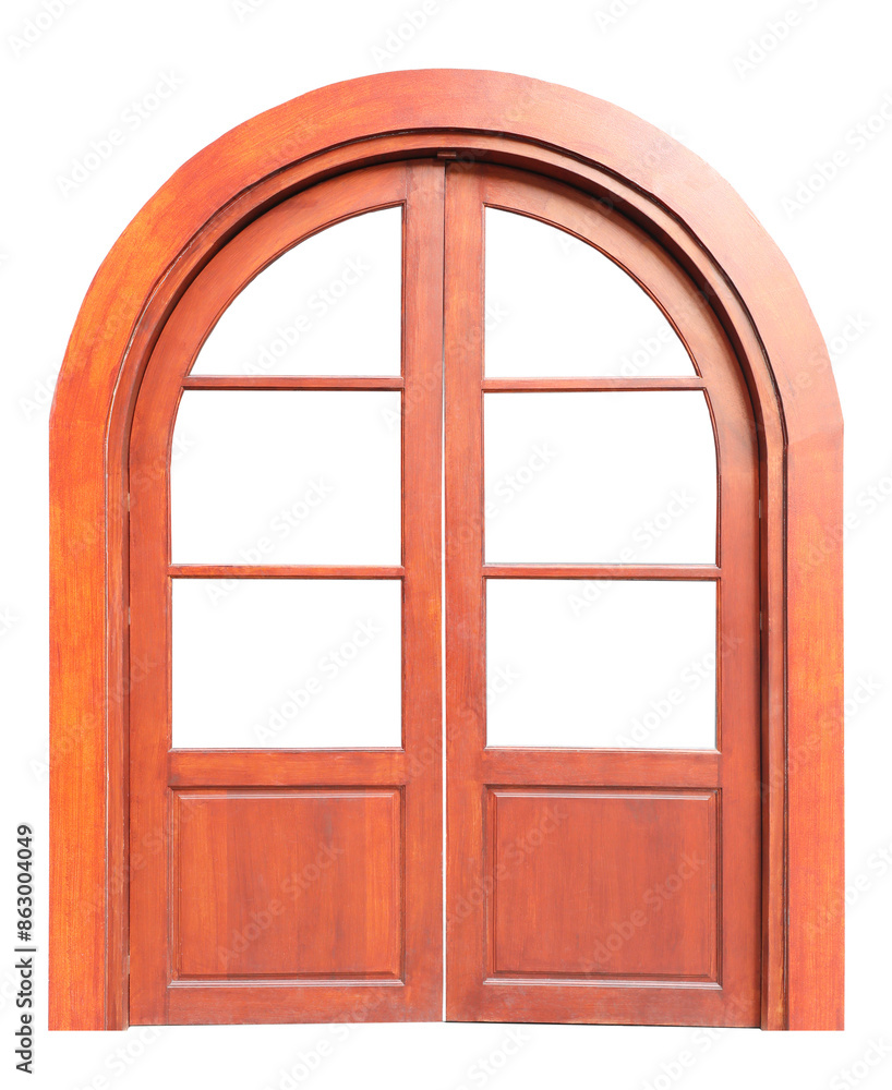 Classic arched wooden door empty panel frame on transparent background. (PNG File) Classic arched wooden door empty panel frame on transparent background. (PNG File)