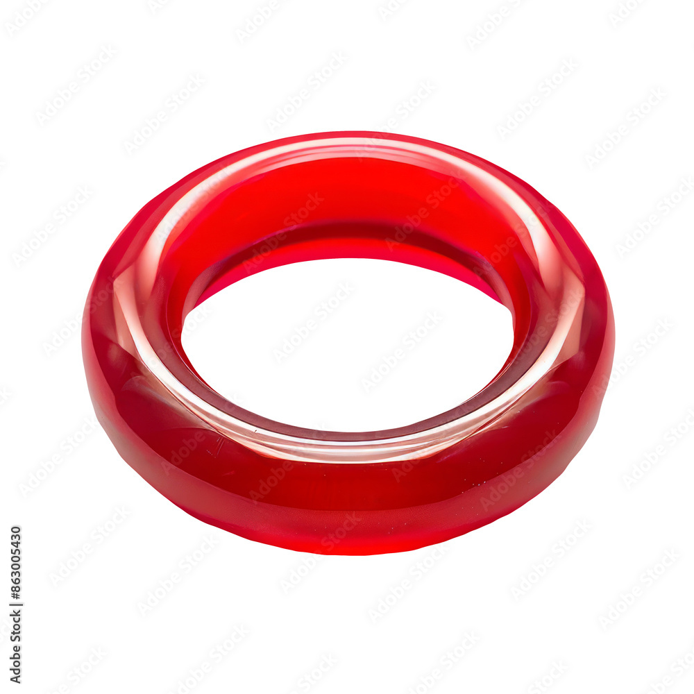 Red plastic ring isolated on white. A simple, red plastic ring lies flat on a white background. Red plastic ring isolated on white. A simple, red plastic ring lies flat on a white background.