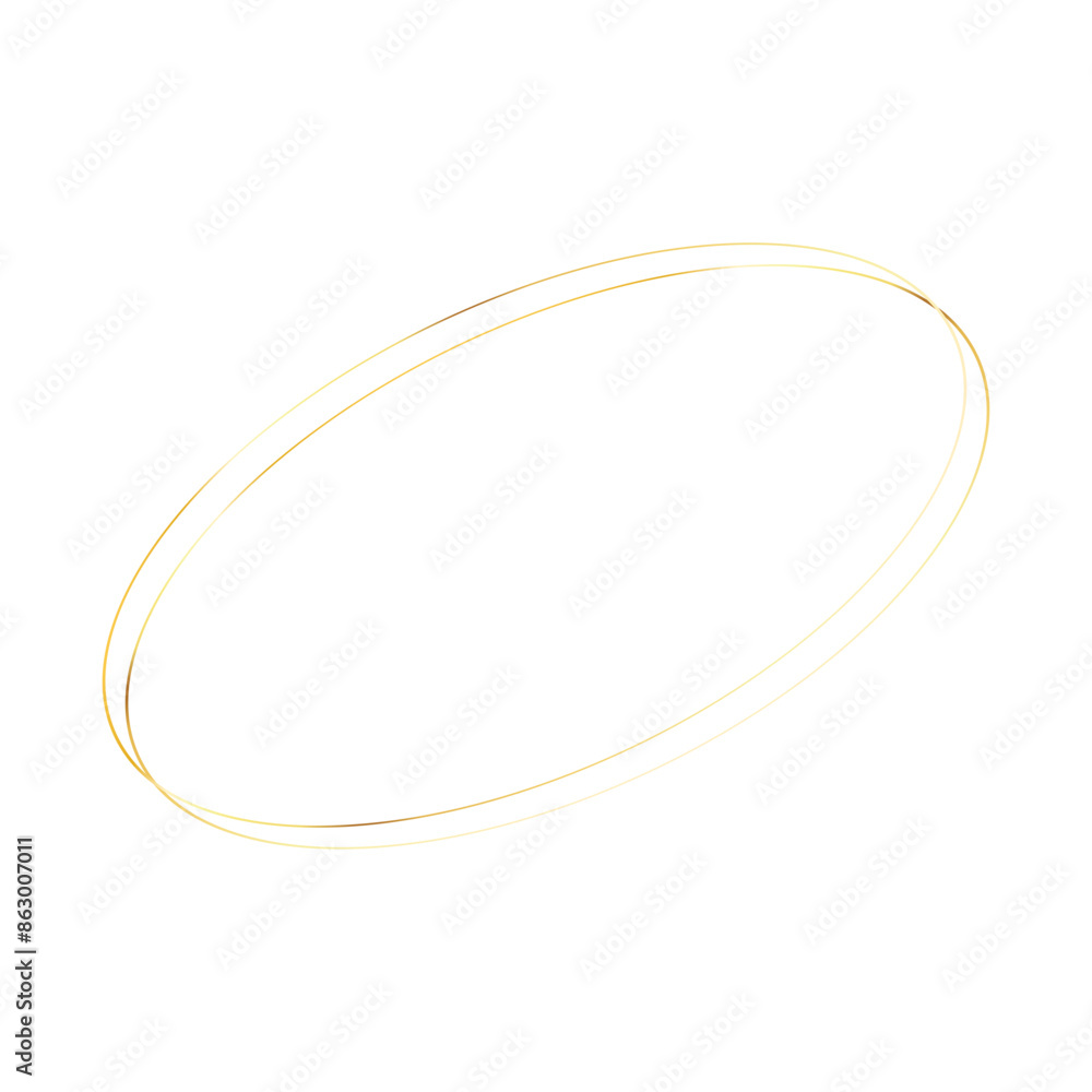 Golden round frame with light effects