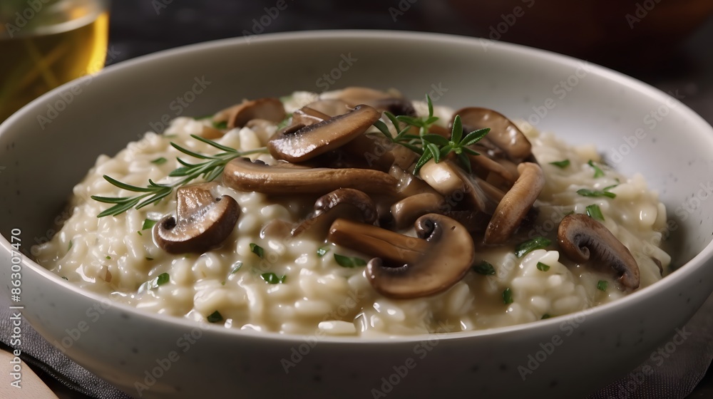 Close up view of appetizing mushroom risotto. Close up view of appetizing mushroom risotto.
