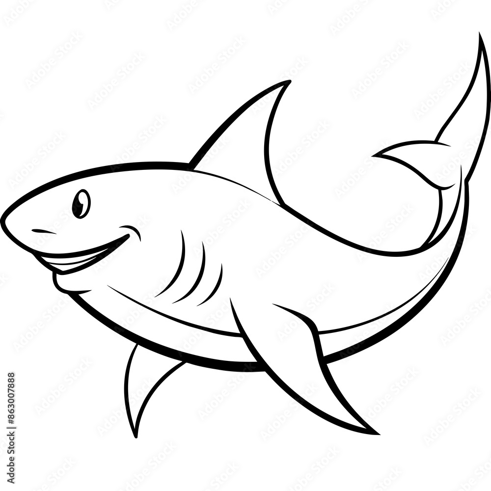Fototapeta premium Shark line art vector illustration