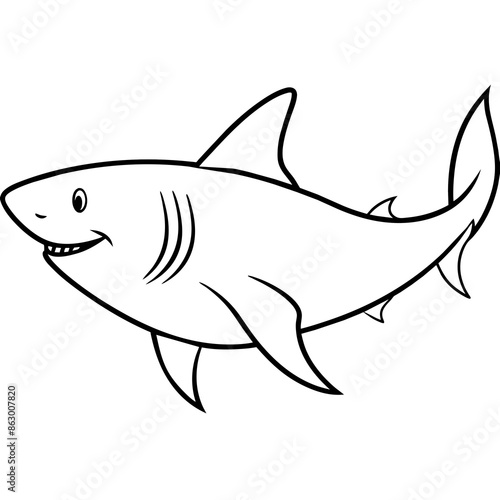 Shark line art vector illustration