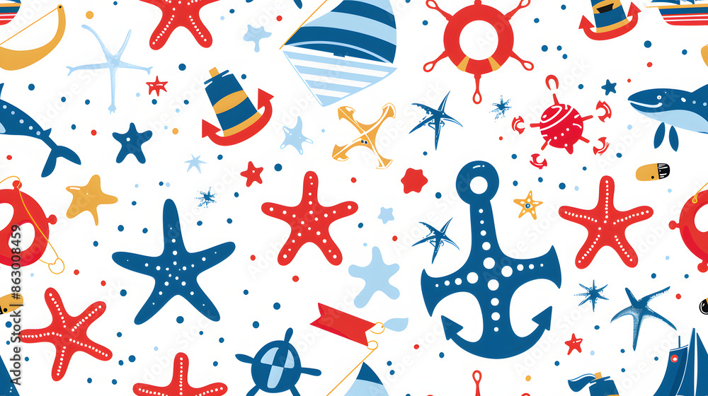 Obraz premium Sea life collection pattern