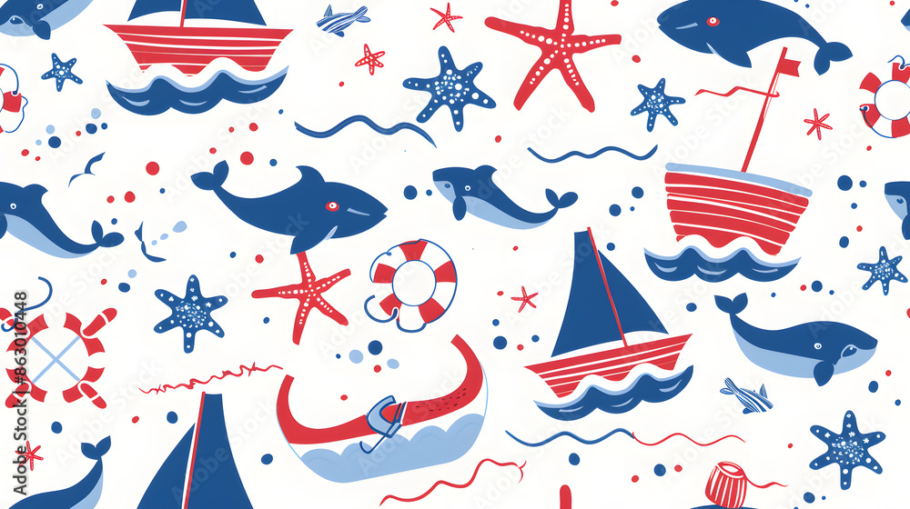 Sea life collection pattern Sea life collection pattern