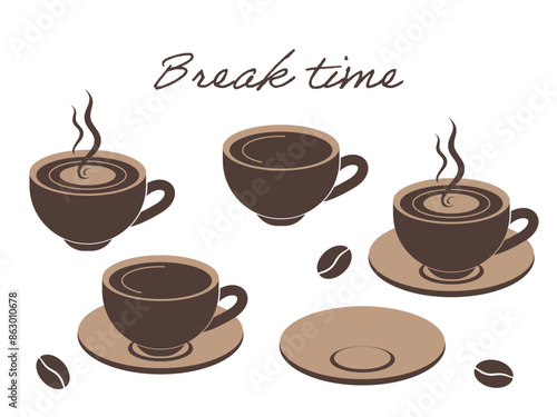 コーヒーカップのイラストセット