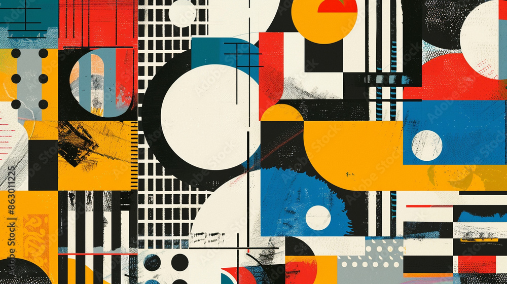 Obraz premium Bauhaus Seamless Pattern Cubism abstract wallpaper. Modern Abstract wallpapers and backgrounds. Cubism abstract wallpaper