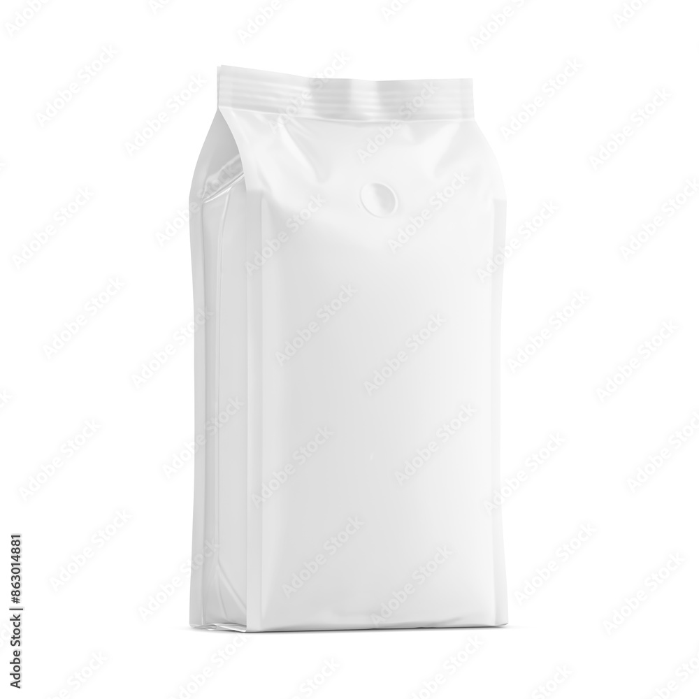An image of a White Coffee Package isolated on a white background An image of a White Coffee Package isolated on a white background