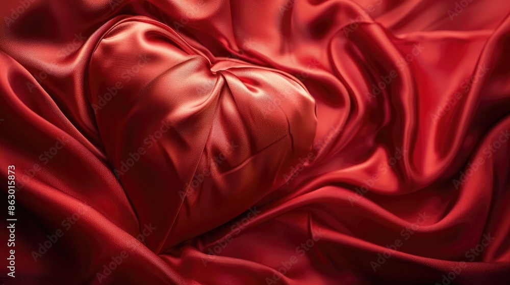 Red silk heart shape ideal for backgrounds Red silk heart shape ideal for backgrounds