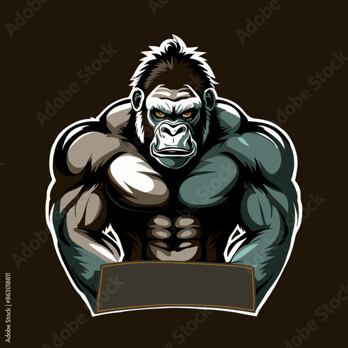 Angry Gorilla Bodybuilder Sports Mascot Vector Illustration