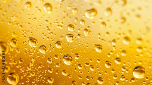 Wallpaper Mural Water droplets on yellow-tinted glass, with the background blurred to emphasize the droplets Torontodigital.ca