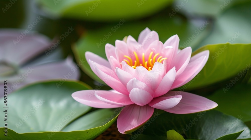 Blooming lotus flower or waterlily on a serene pond Blooming lotus flower or waterlily on a serene pond