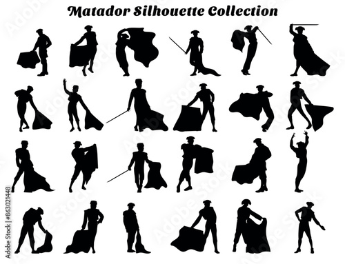 Matador silhouette vector illustration set