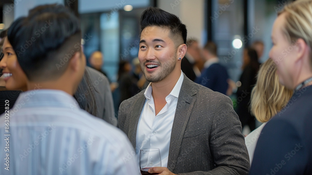 Business professionals attending a networking event to build connections. Business professionals attending a networking event to build connections.