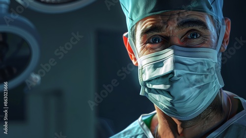 A dedicated male doctor, his smile conveying unwavering commitment, works tirelessly through the night to save a patient's life.