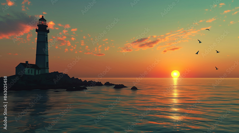 Clifftop Lighthouse Overlooking the Ocean Landscape Image Clifftop Lighthouse Overlooking the Ocean Landscape Image