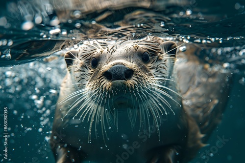 Underwater Otter Close-Up