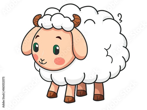 Friendly cartoon sheep standing on a plain background
