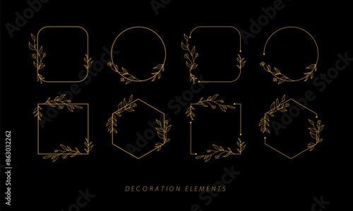 Collection of hand drawn floral frames.