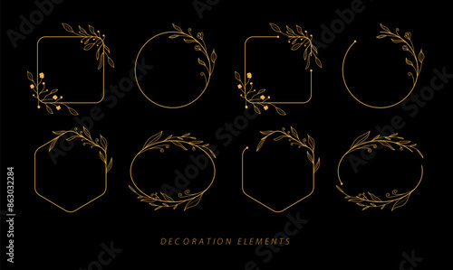 Collection of hand drawn floral frames.