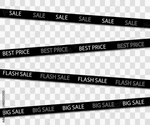 sale discount flash sale special offer best price in black tapes isolate transparant background vector illustrator