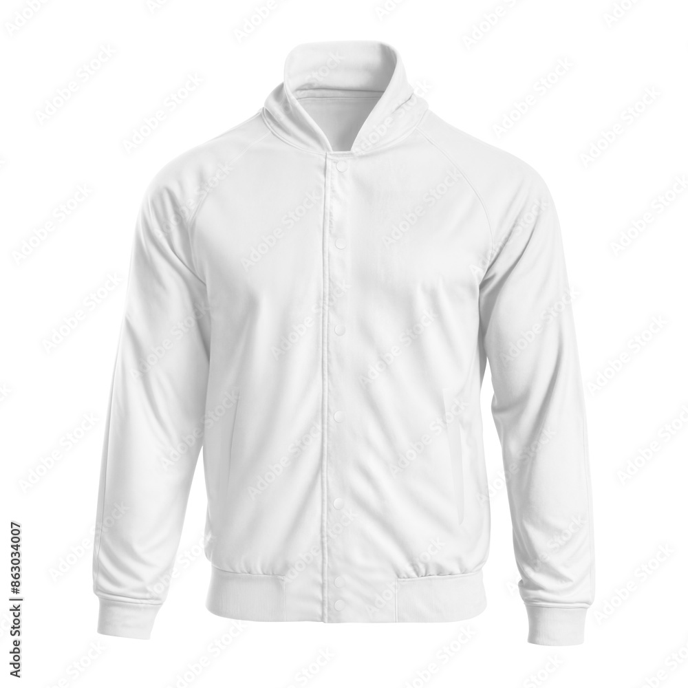 Fototapeta premium An image of a White Raglan Jacket with Buttons isolated on a white background