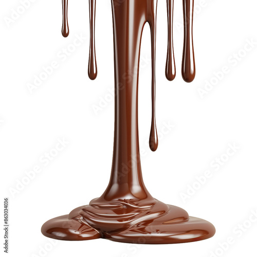 melted chocolate dripping on white background photo