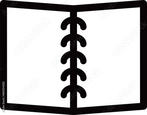 リングノートの黒の線画アイコン